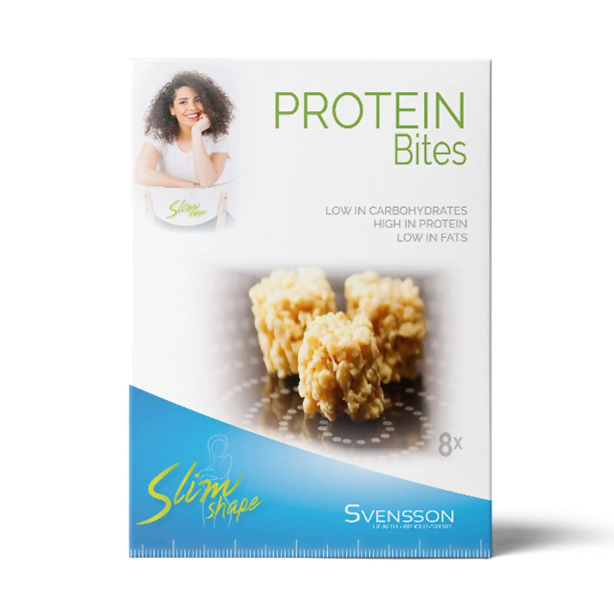 Protein Bites Witte Chocolade doos vooraanzicht — eiwitrijke koolhydraatarme snack van Makkelijk Afvallen