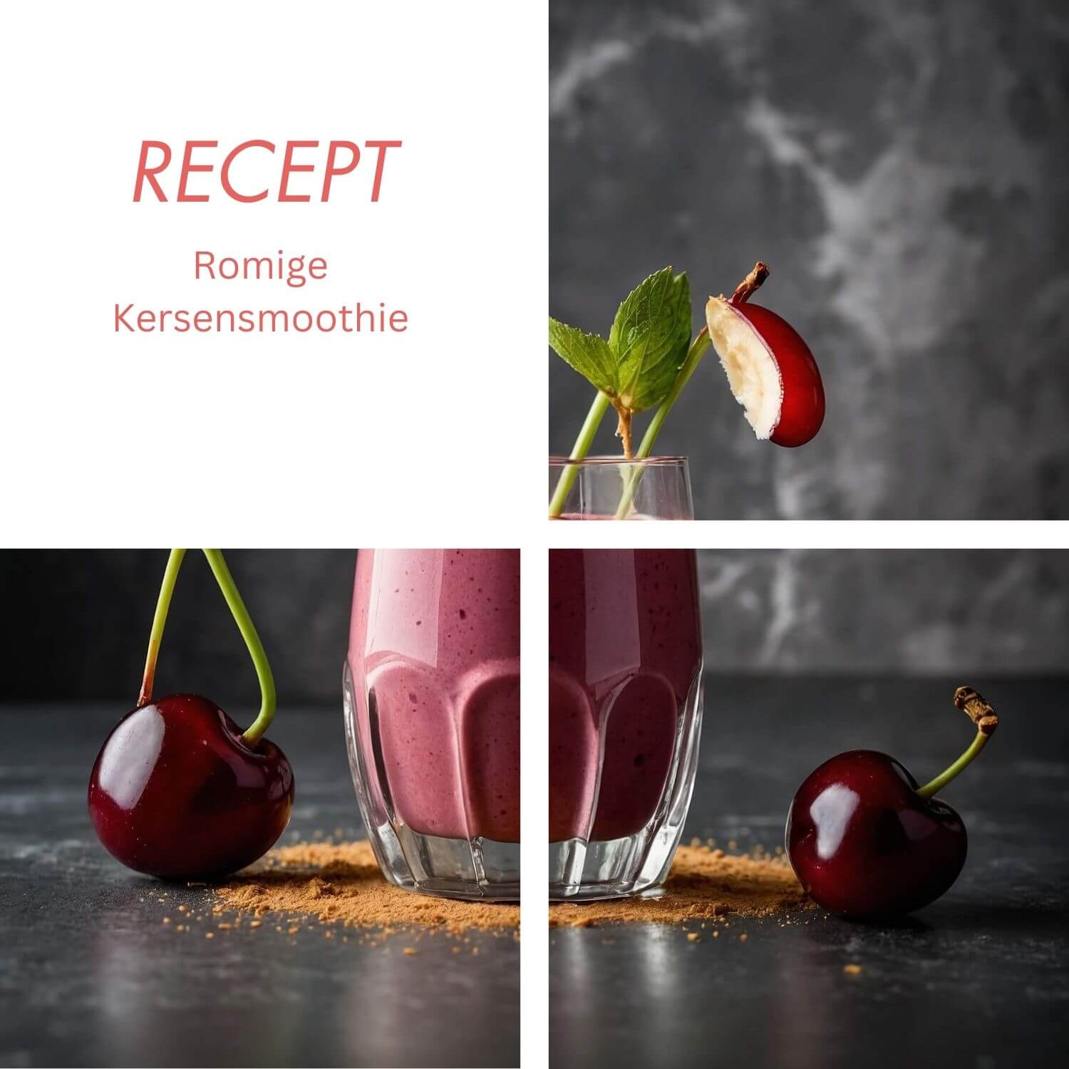 Eenvoudige smoothie met verse of diepvrieskersen