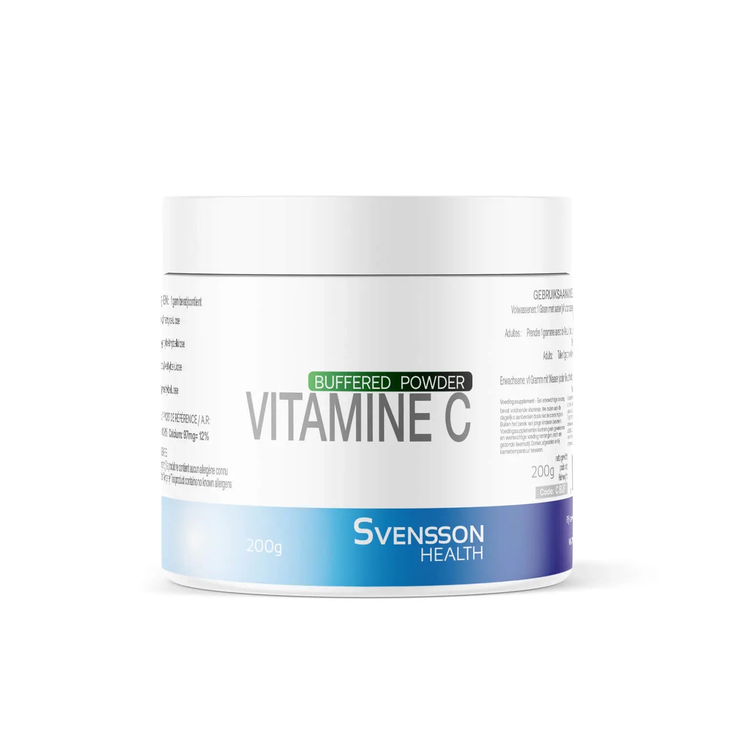 Vitamine C pot Svensson met poeder, ontzuurde vorm Ca Ascorbaat